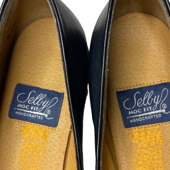SELBY Moc Fit Wm’s Sz 8.5 Navy Blue Handcrafted Classic Leather Tassle Loafers - Picture 6 of 7